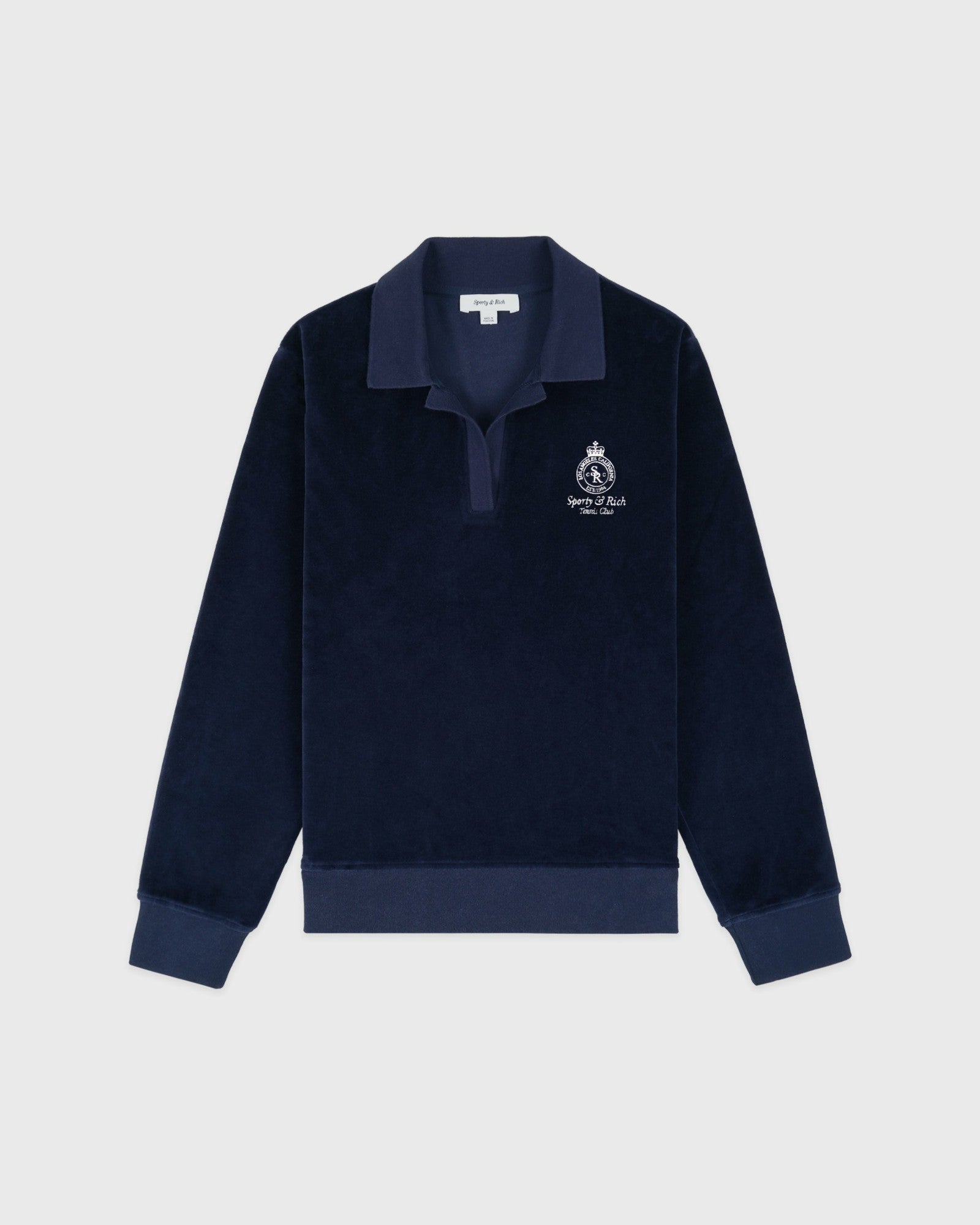 Crown Tennis Velour Polo - Navy/Ecru Sporty & Rich For Sale
