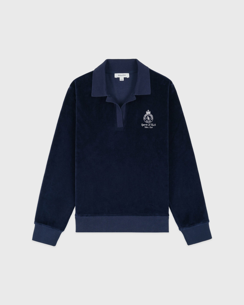 Crown Tennis Velour Polo - Navy/Ecru Sporty & Rich For Sale