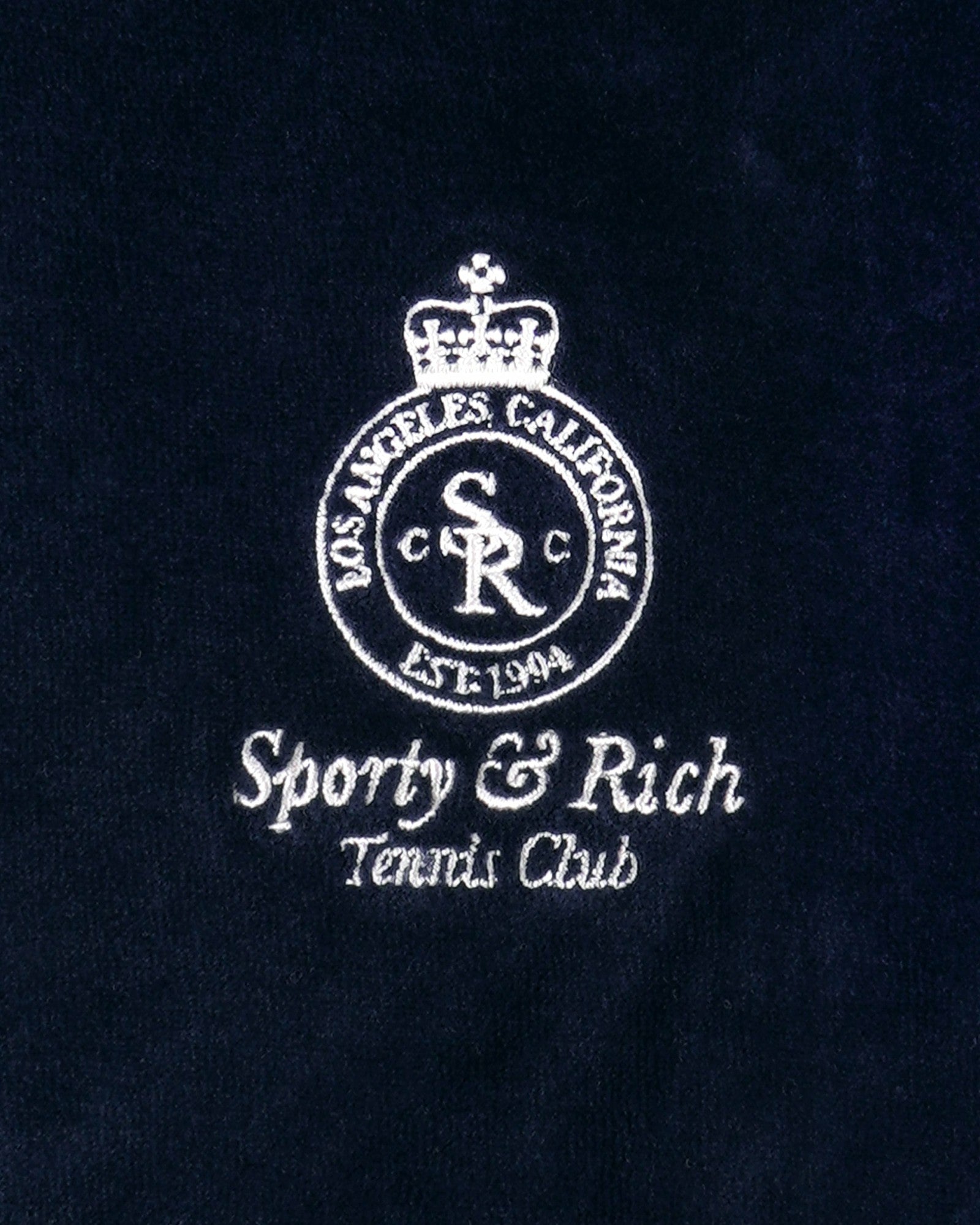 Crown Tennis Velour Polo - Navy/Ecru Sporty & Rich For Sale