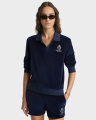 Crown Tennis Velour Short - Navy/Ecru Sporty & Rich Outlet