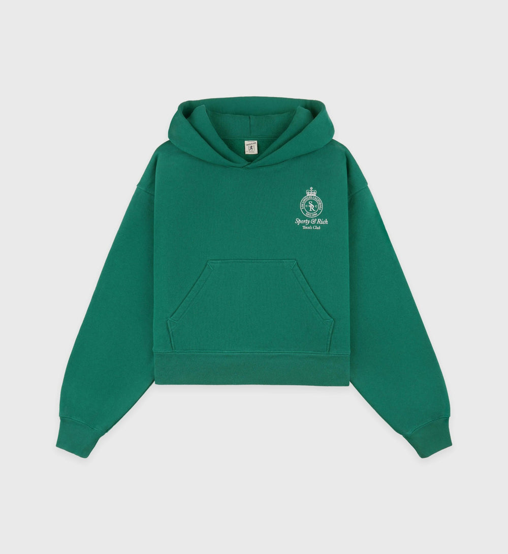 Crown Tennis Cropped Hoodie - Alpine/White Sporty & Rich US