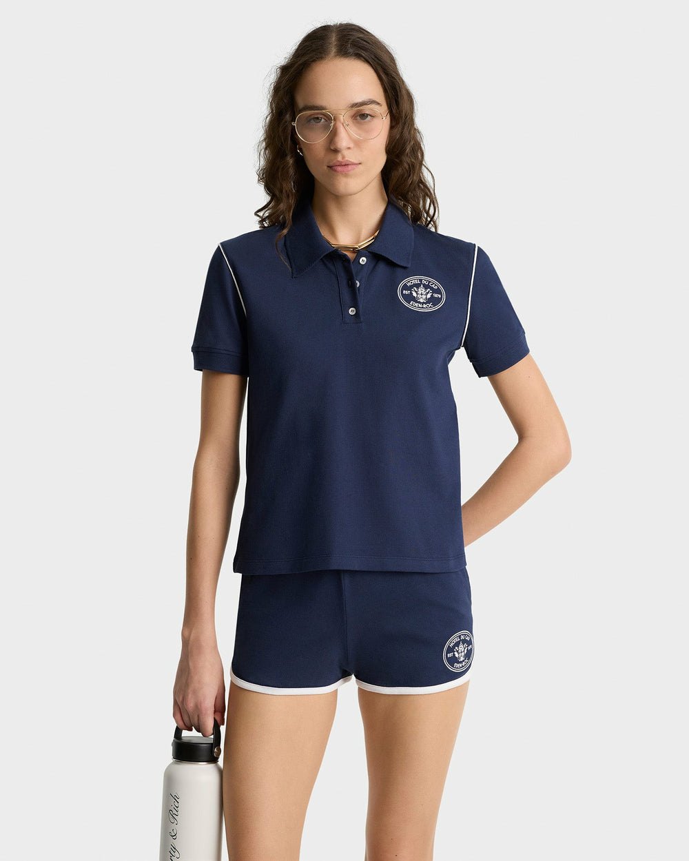 Eden Crest Embroidered Pique Polo - Navy/White Sporty & Rich Discount