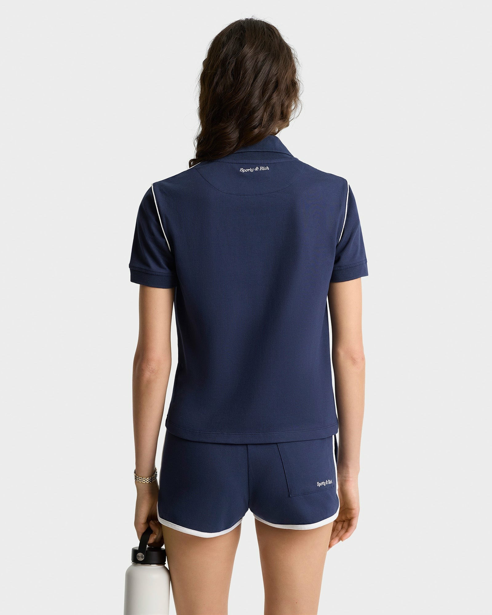 Eden Crest Embroidered Pique Polo - Navy/White Sporty & Rich Discount