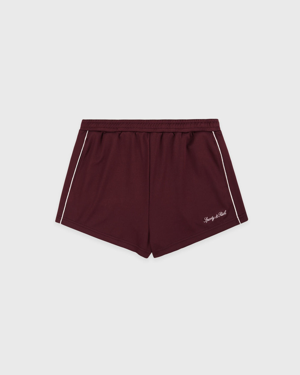 Signature Logo Retro Track Short - Bordeaux/White Sporty & Rich For Sale