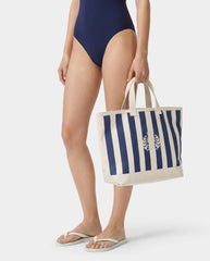 NY Crest Beach Tote - Natural/Light Navy Sporty & Rich US