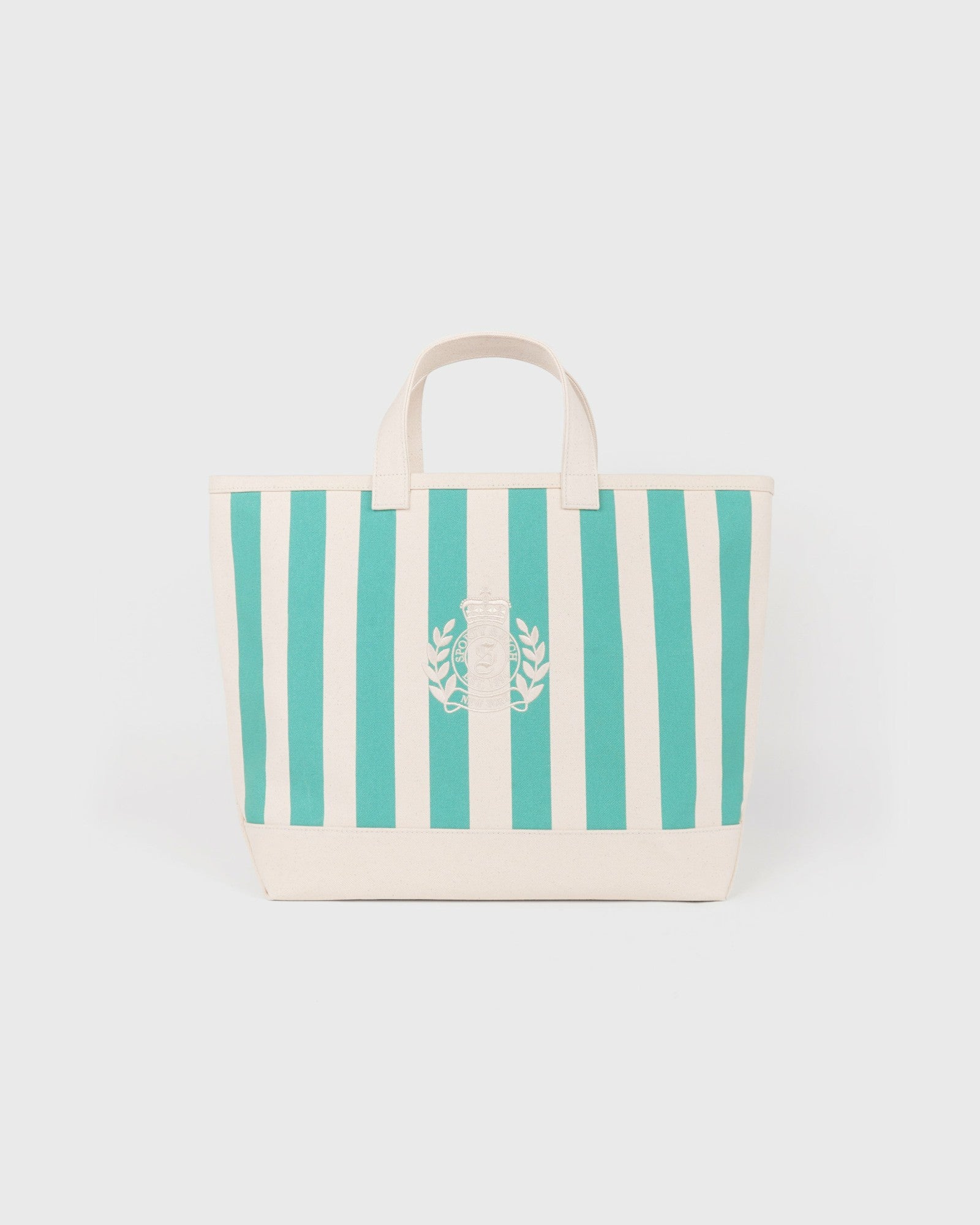 NY Crest Beach Tote - Natural/Amalfi Green Sporty & Rich Sale