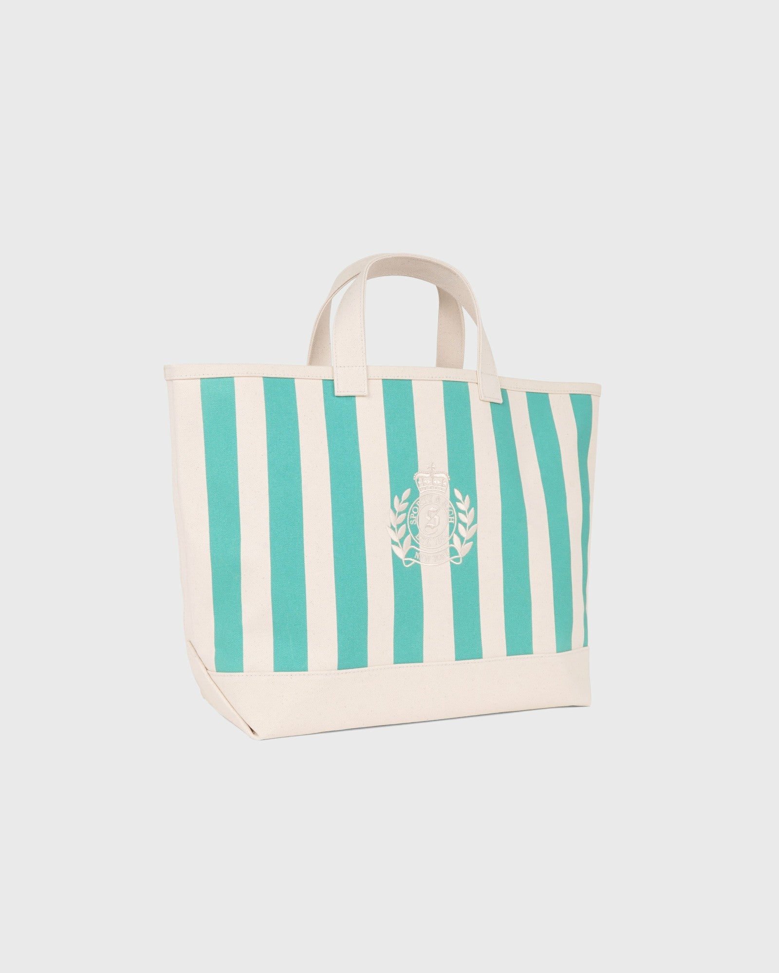 NY Crest Beach Tote - Natural/Amalfi Green Sporty & Rich Sale