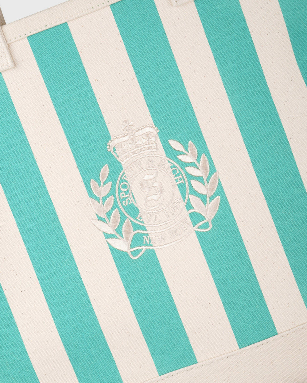NY Crest Beach Tote - Natural/Amalfi Green Sporty & Rich Sale