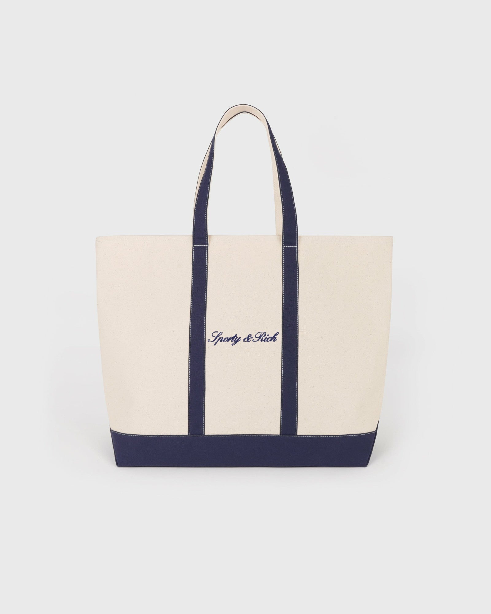 Signature Logo Large Tote - Natural/Dark Navy Sporty & Rich Online