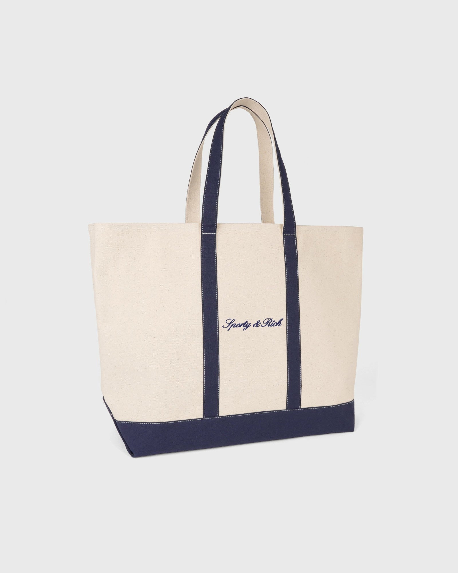 Signature Logo Large Tote - Natural/Dark Navy Sporty & Rich Online