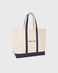 Signature Logo Large Tote - Natural/Dark Navy Sporty & Rich Online