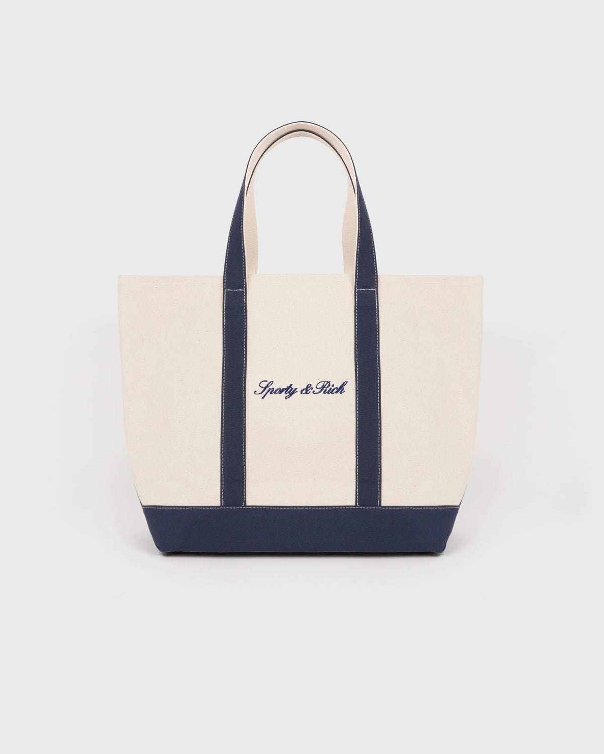 Signature Logo Medium Tote - Natural/Dark Navy Sporty & Rich Discount