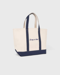 Signature Logo Medium Tote - Natural/Dark Navy Sporty & Rich Discount