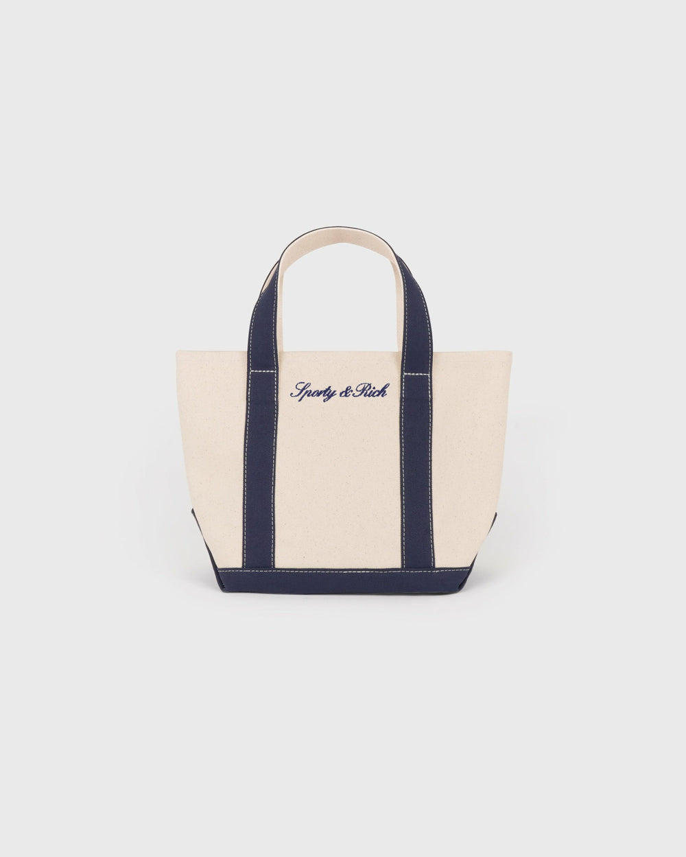 Signature Logo Mini Tote - Natural/Dark Navy Sporty & Rich For Sale