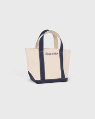 Signature Logo Mini Tote - Natural/Dark Navy Sporty & Rich For Sale