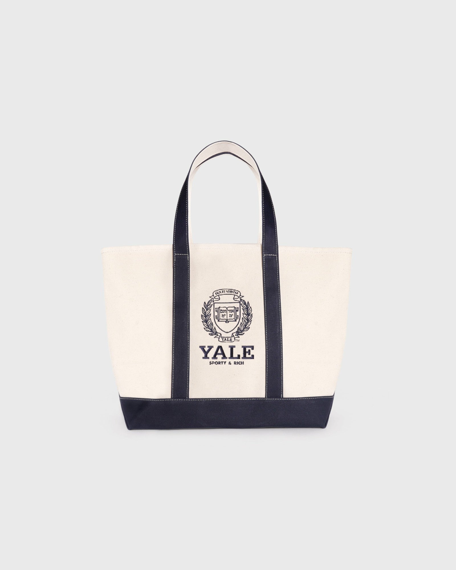 Yale Crest Tote Bag - Natural/Navy Sporty & Rich Online