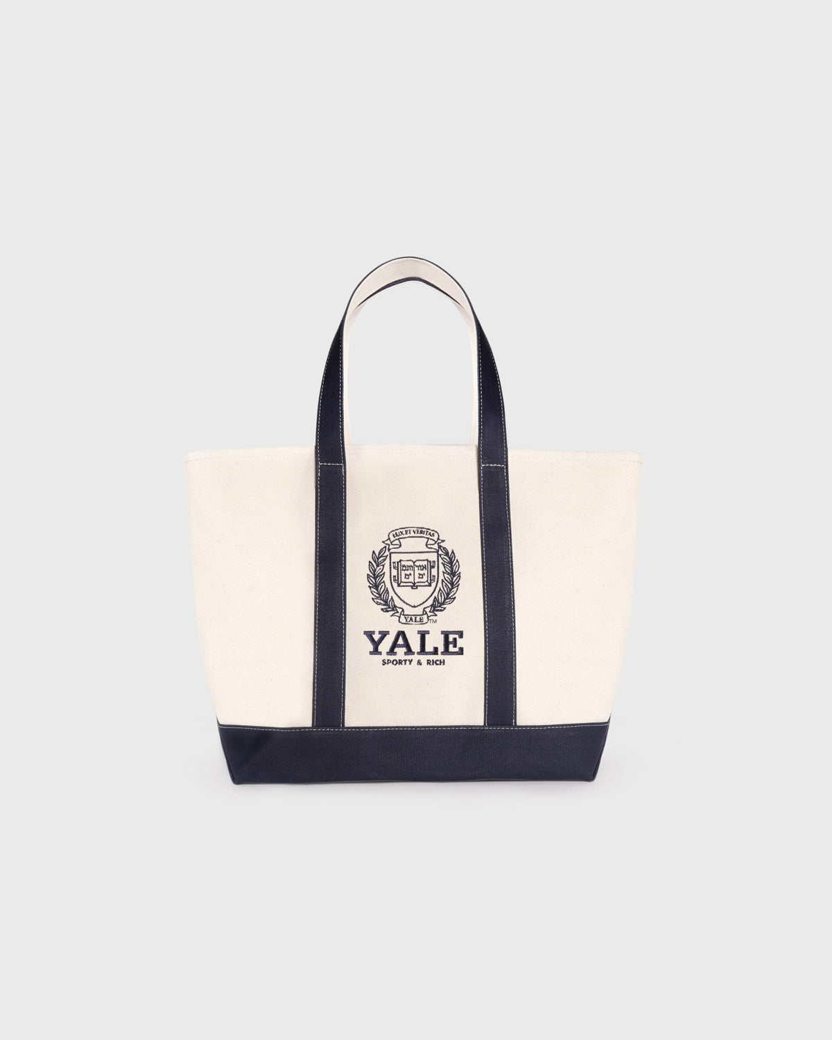 Yale Crest Tote Bag - Natural/Navy Sporty & Rich Online