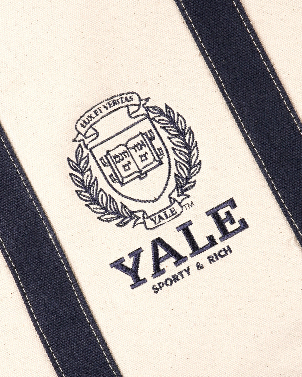 Yale Crest Tote Bag - Natural/Navy Sporty & Rich Online