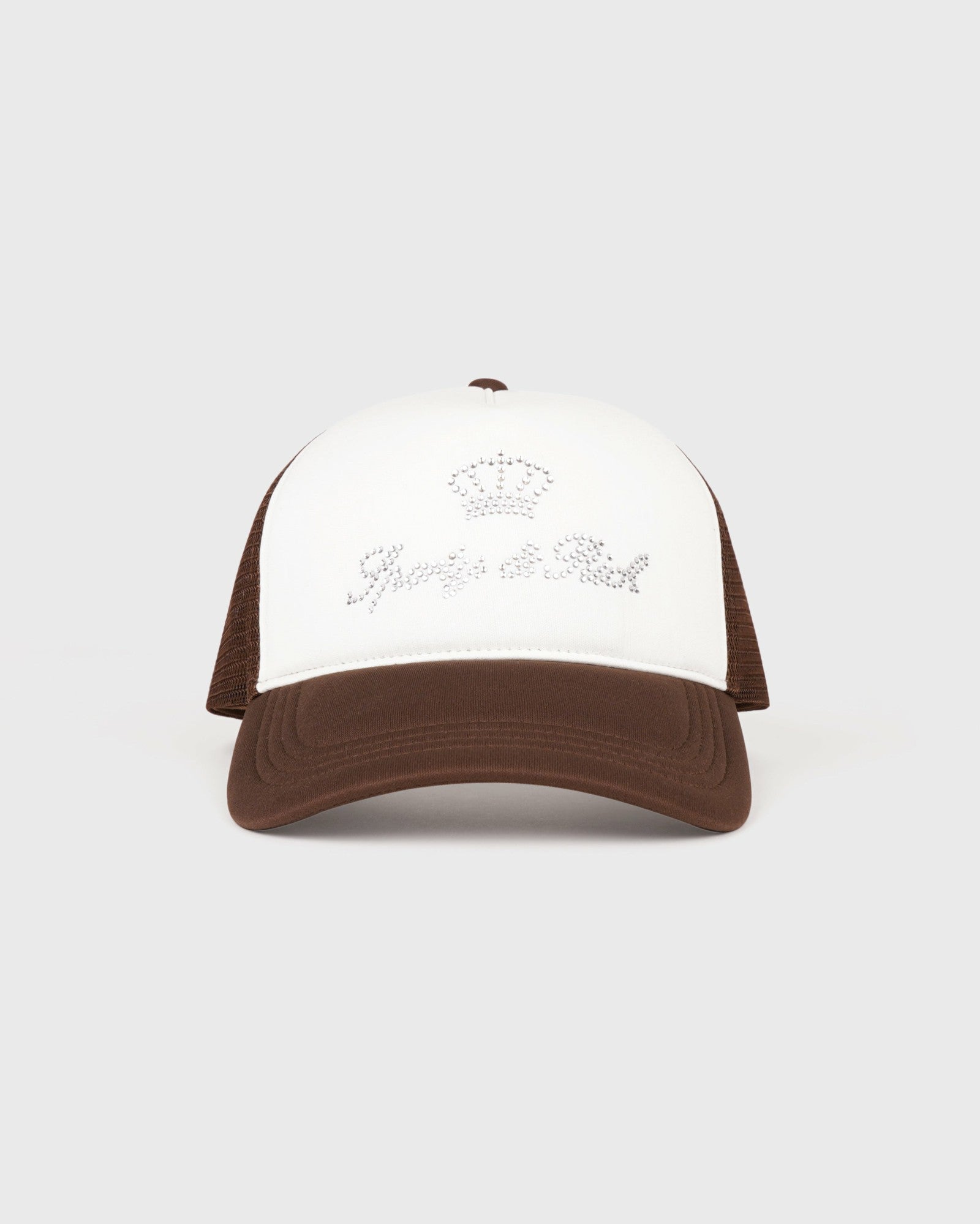 Juicy Crown Trucker Hat - White/Chocolate Sporty & Rich Outlet