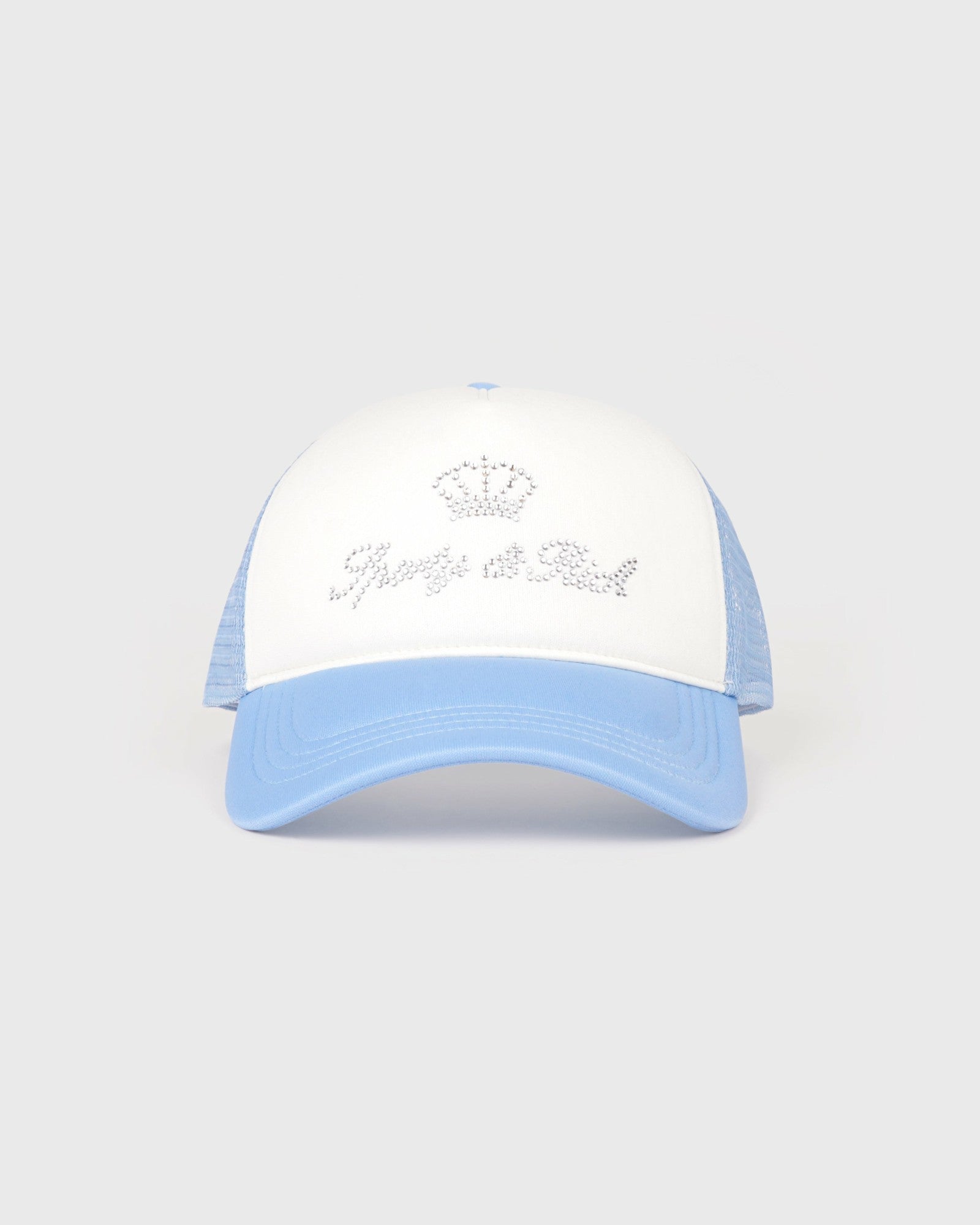 Juicy Crown Trucker Hat - White/Sky Blue Sporty & Rich US