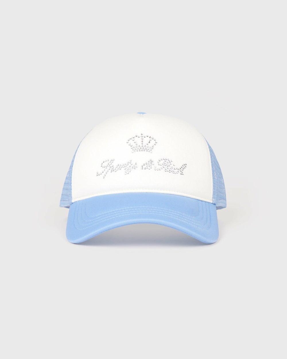 Juicy Crown Trucker Hat - White/Sky Blue Sporty & Rich US