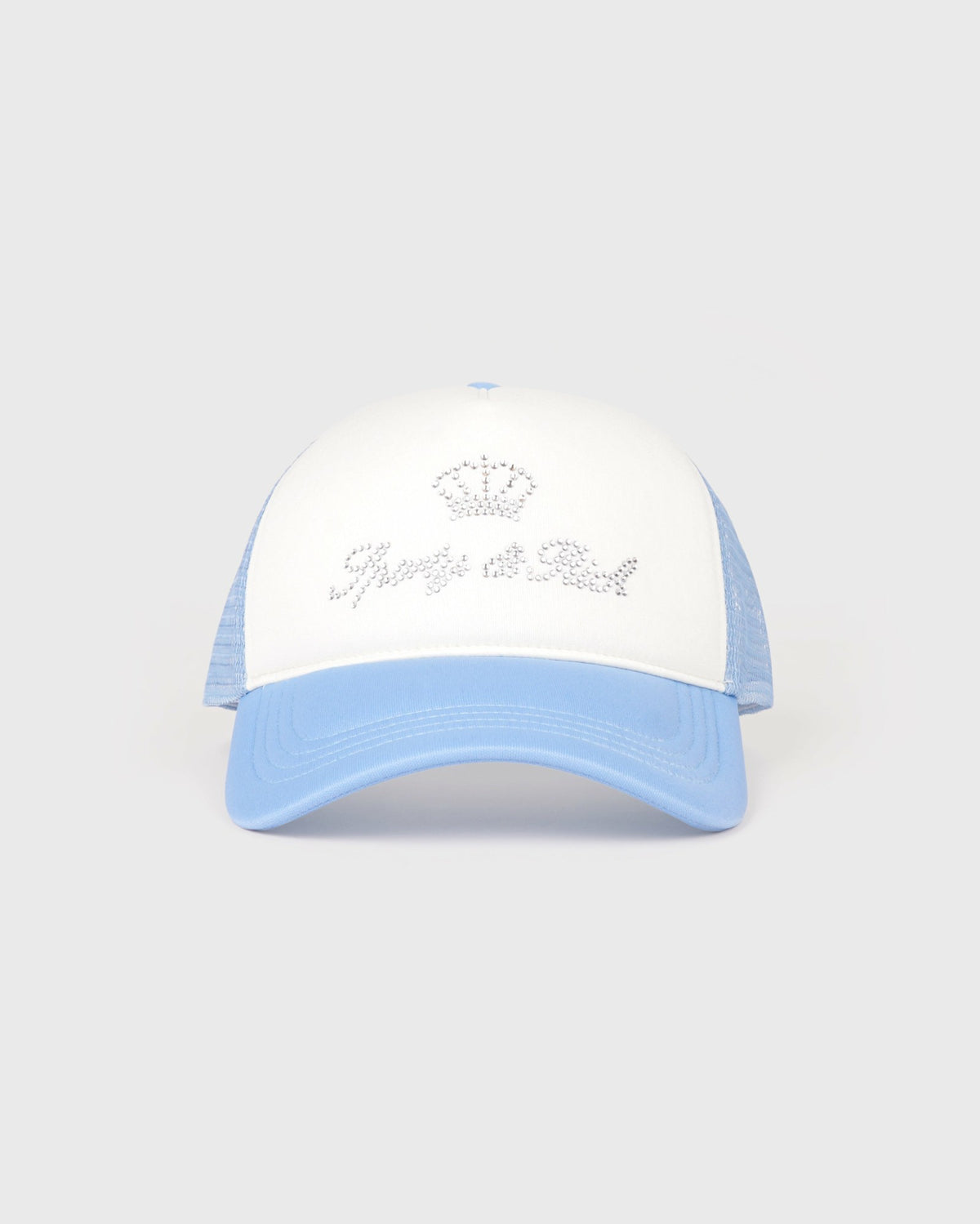 Juicy Crown Trucker Hat - White/Sky Blue Sporty & Rich US