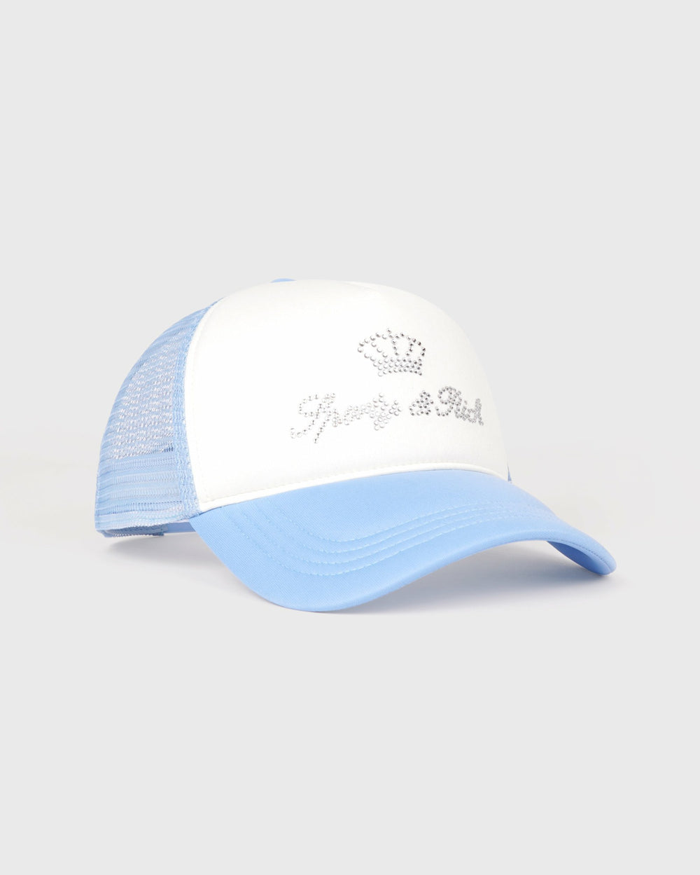Juicy Crown Trucker Hat - White/Sky Blue Sporty & Rich US