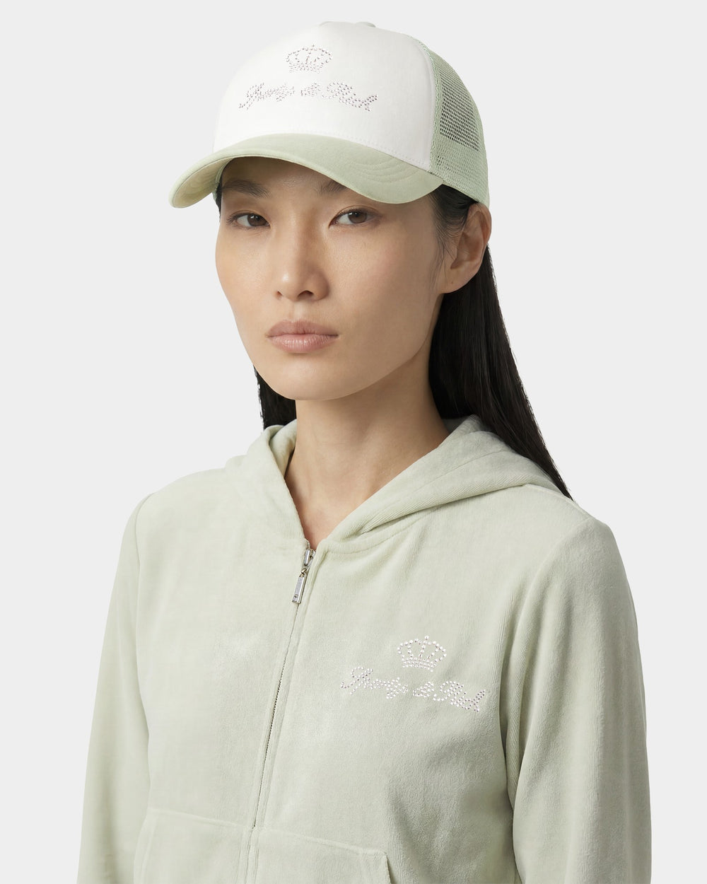 Juicy Crown Trucker Hat - White/Sage Sporty & Rich Sale