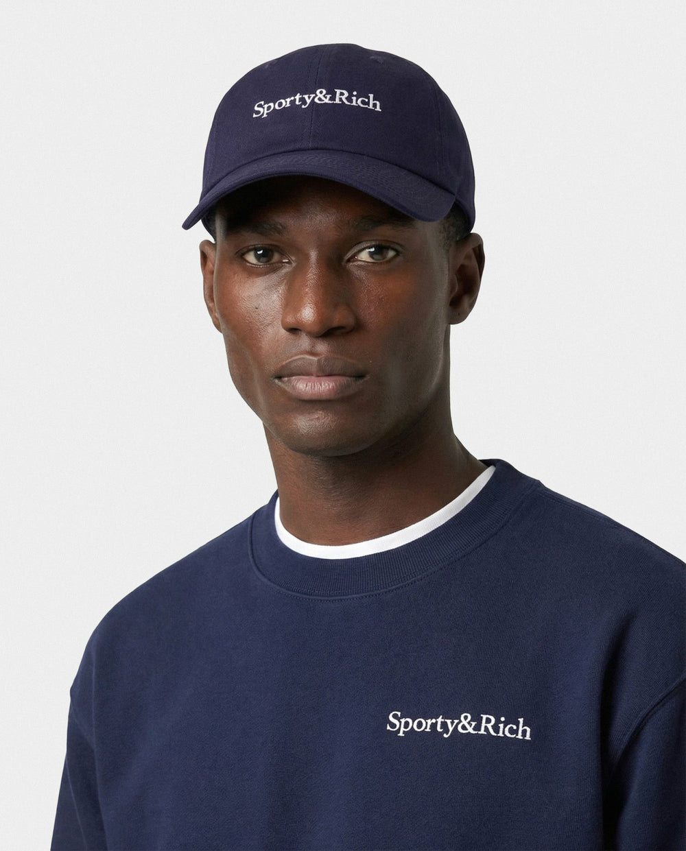 Serif Logo Hat - Navy/White Sporty & Rich For Sale
