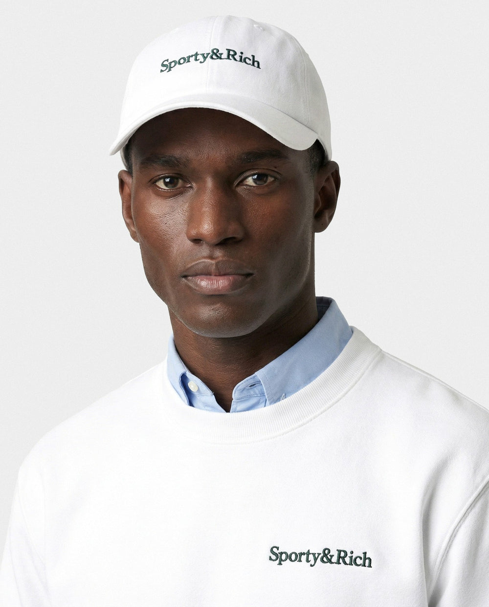 Serif Logo Hat - White/Forest Sporty & Rich Outlet