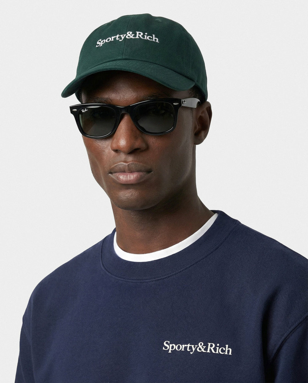 Serif Logo Hat - Forest/White Sporty & Rich US