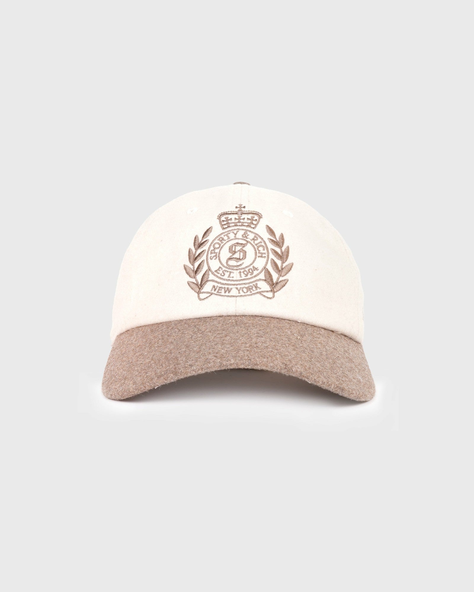 NY Crest Wool Hat - Ecru/Toffee Sporty & Rich For Sale