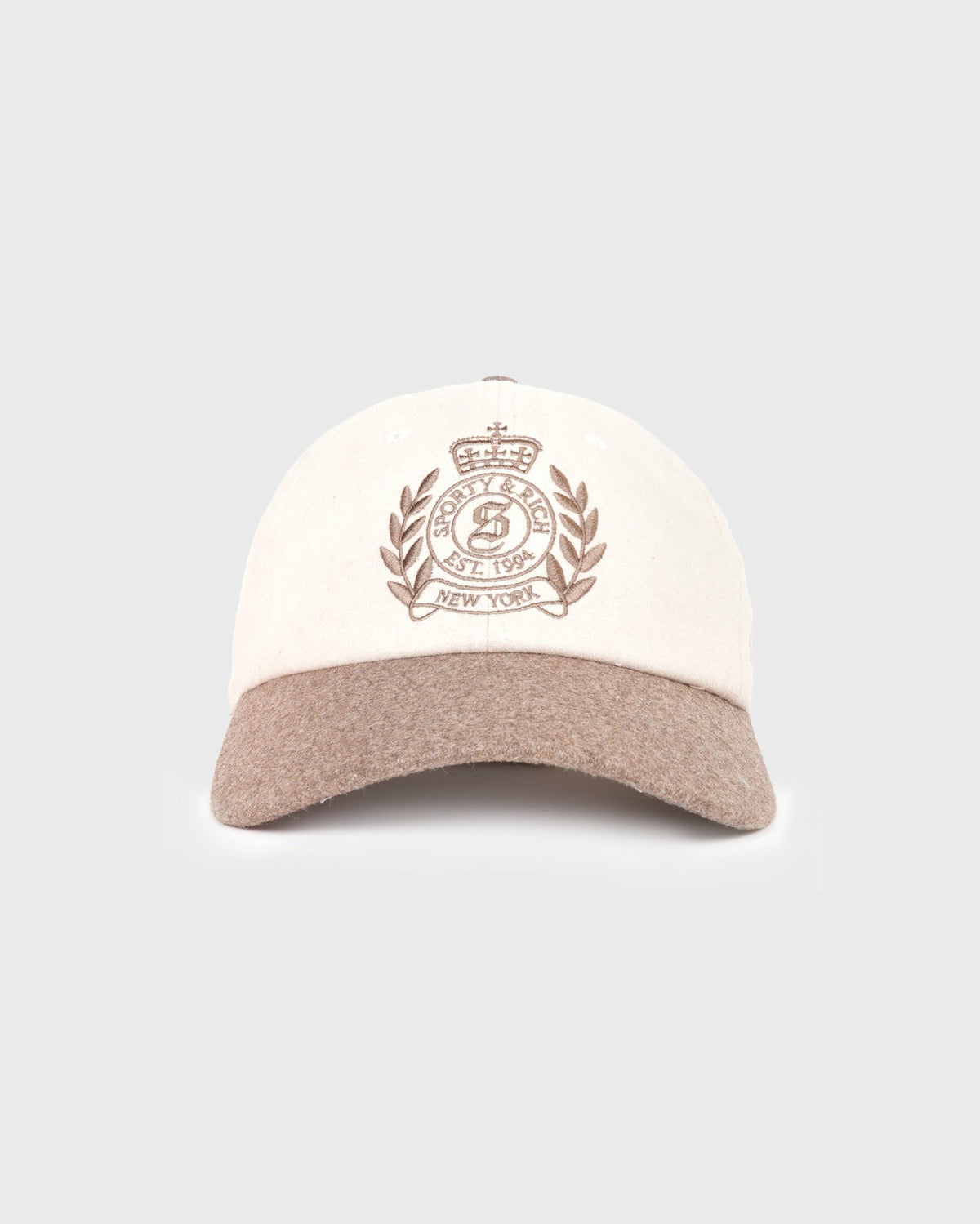 NY Crest Wool Hat - Ecru/Toffee Sporty & Rich For Sale