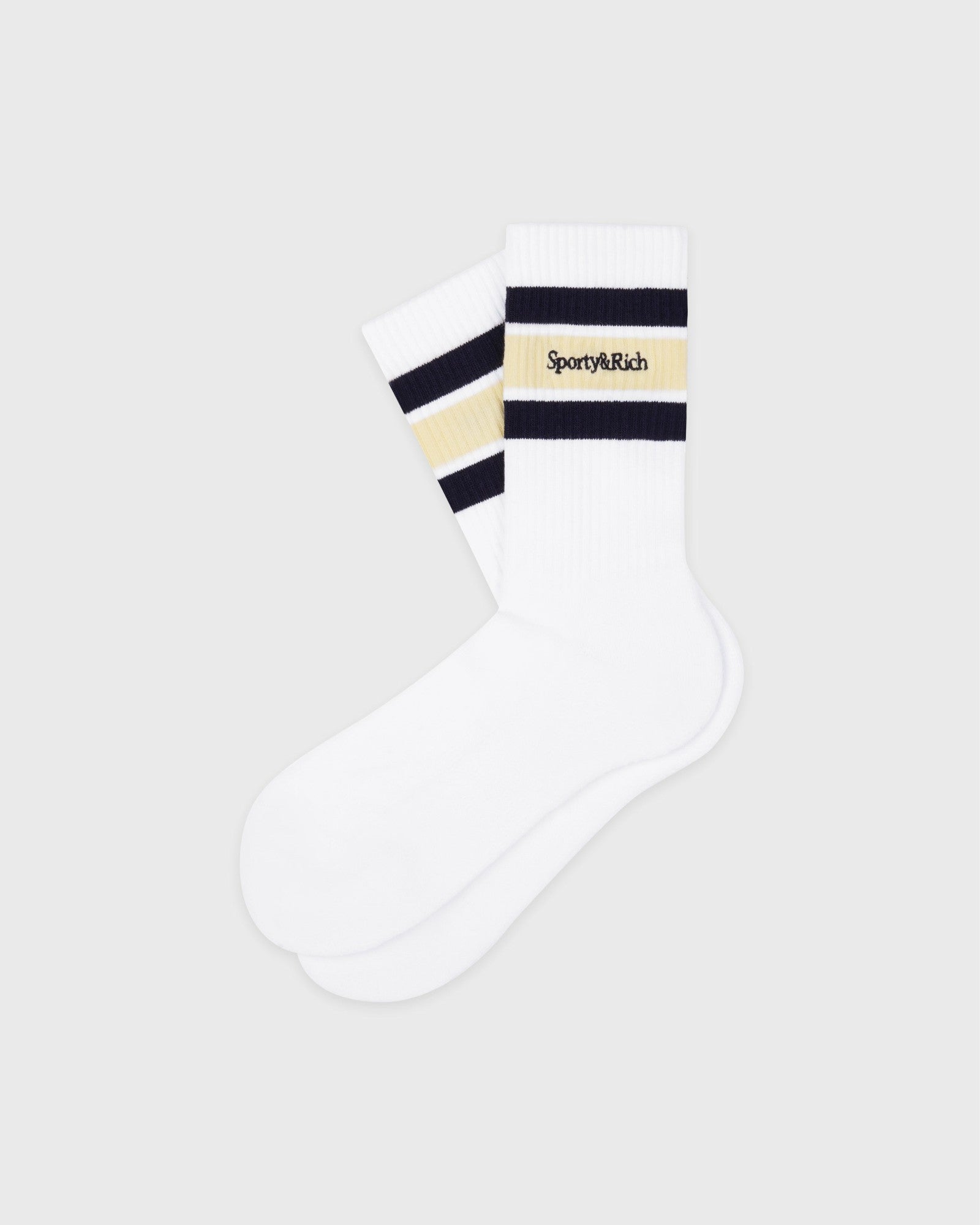 Serif Logo Socks - White/Navy/Almond Sporty & Rich Discount