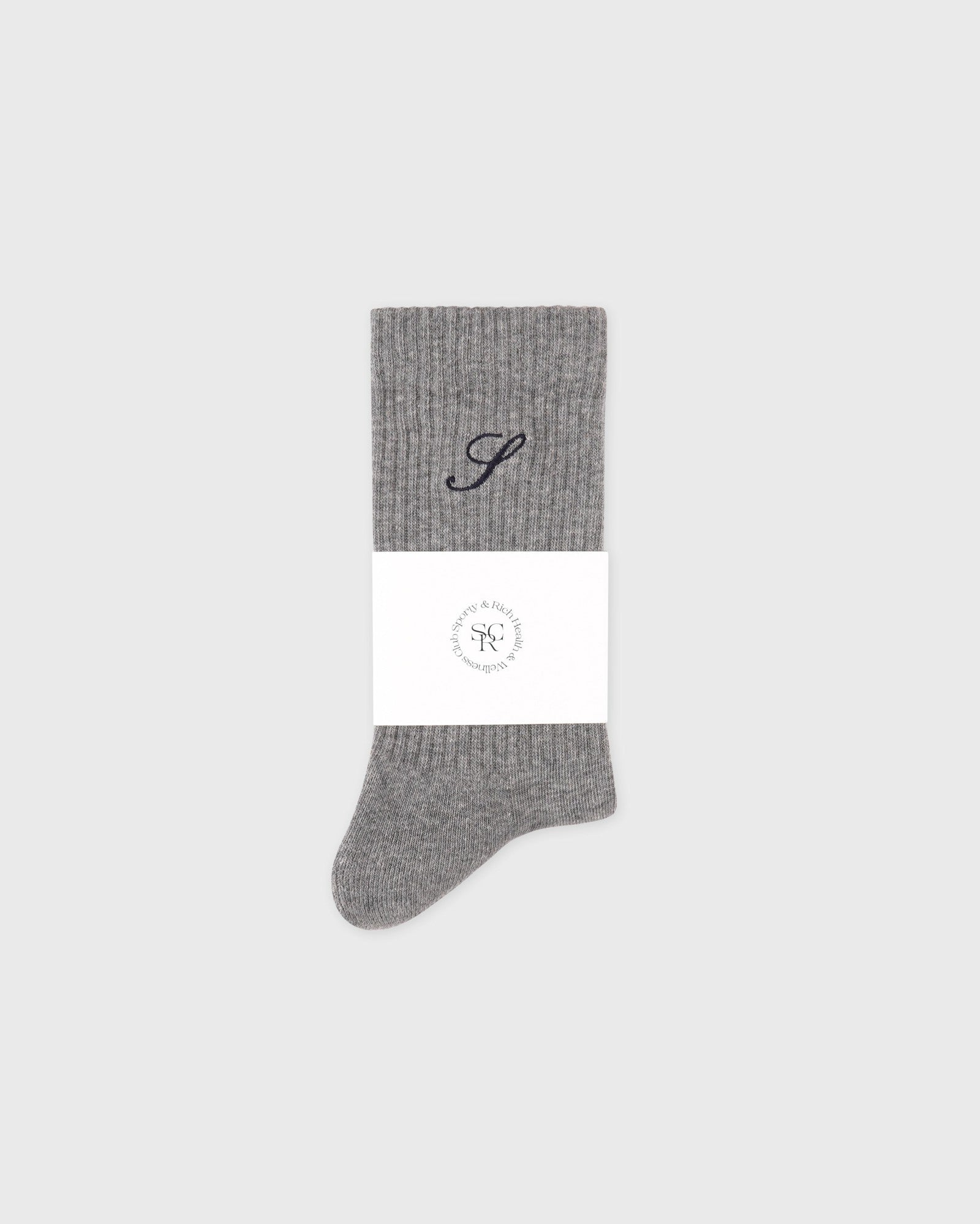 S Logo Wide Rib Cotton Socks - Heather Gray Sporty & Rich For Sale
