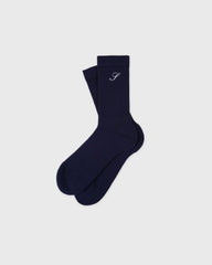 S Logo Wide Rib Cotton Socks - Dark Navy Sporty & Rich US