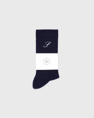 S Logo Wide Rib Cotton Socks - Dark Navy Sporty & Rich US
