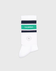 Serif Logo Socks - White/Spring Green/Light Navy Sporty & Rich US