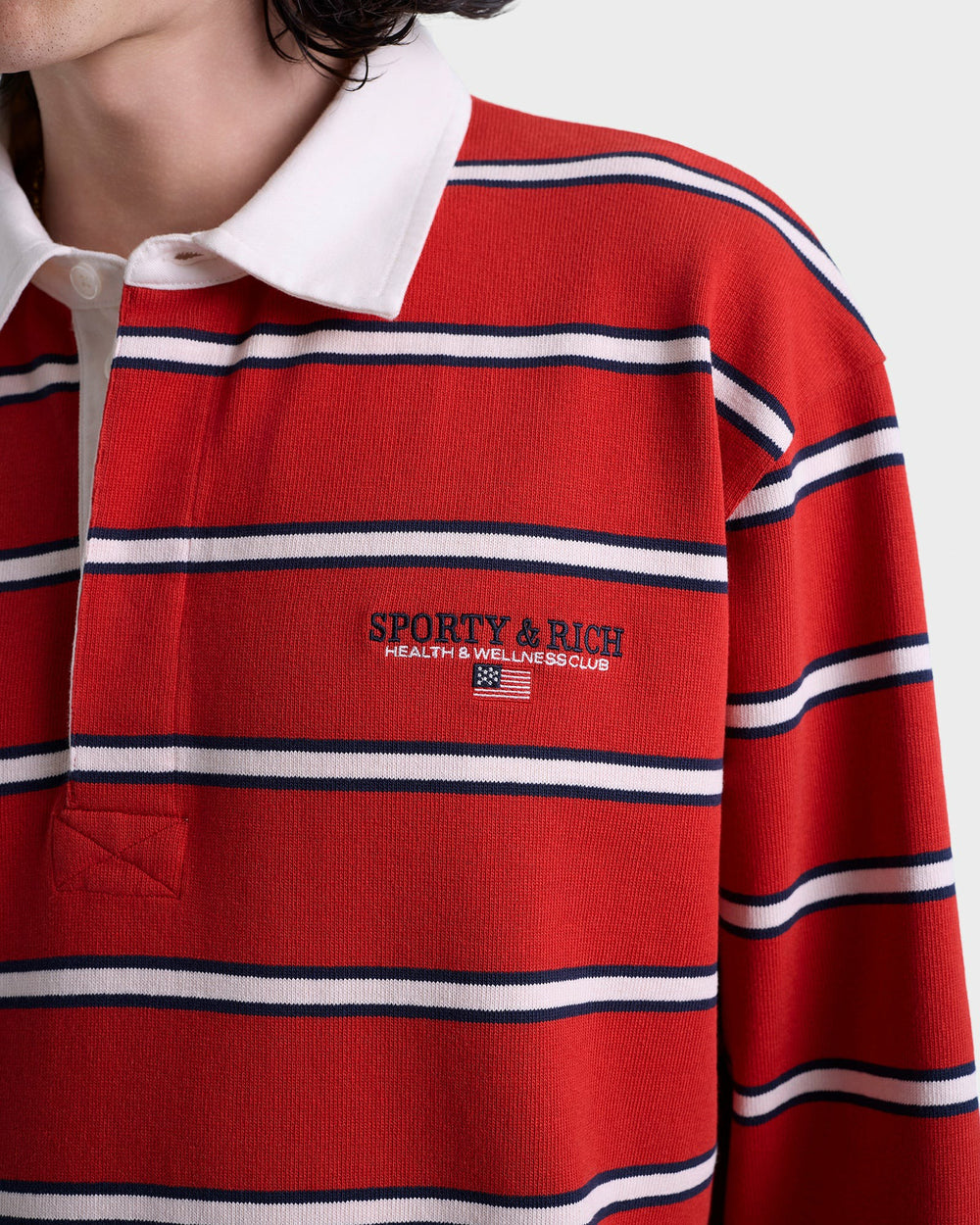 S&R Nautical Rugby Polo Men - Ruby/Navy/White Sporty & Rich US