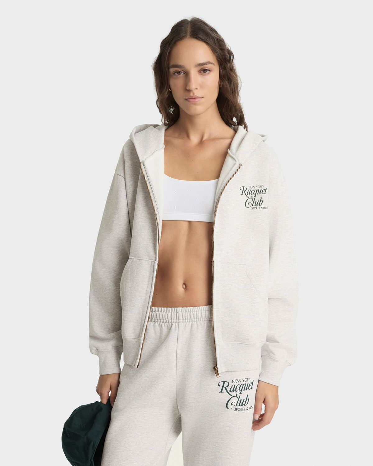 NYRC Zip Hoodie - Heather Gray/Forest Sporty & Rich Discount