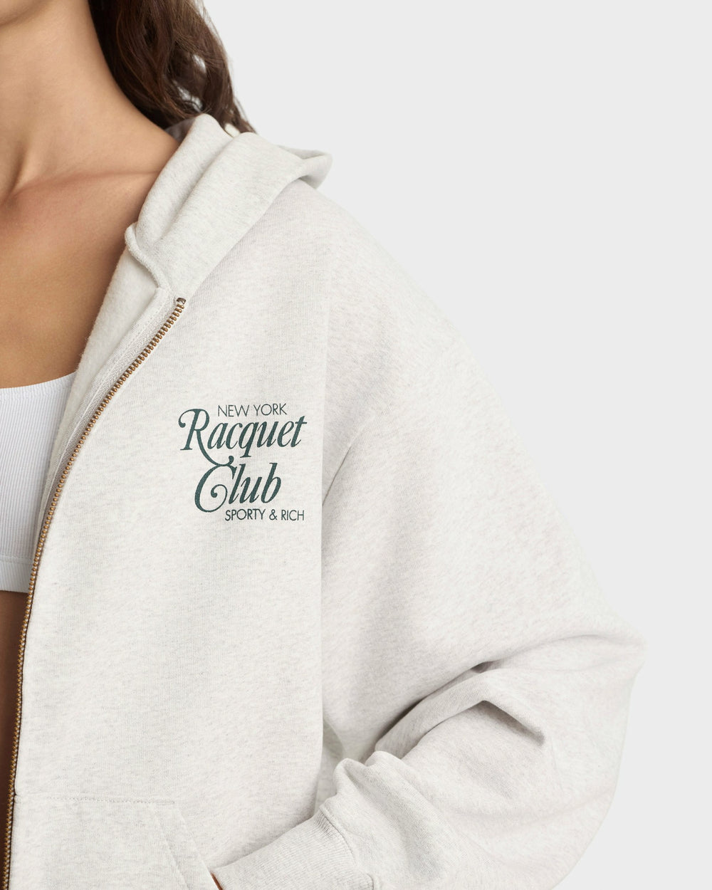 NYRC Zip Hoodie - Heather Gray/Forest Sporty & Rich Discount