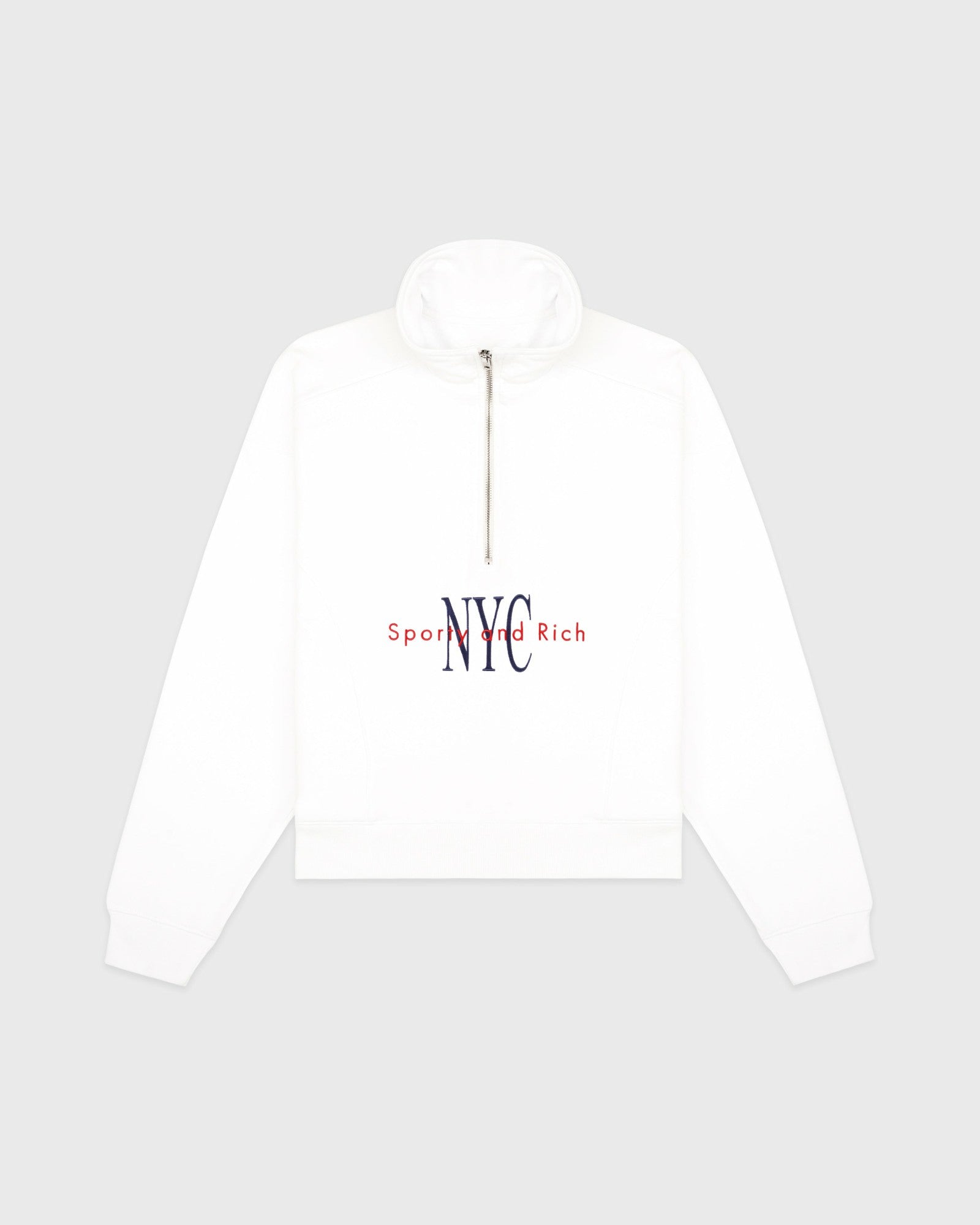 NY Minute Quarter Zip - White/Navy Sporty & Rich For Sale