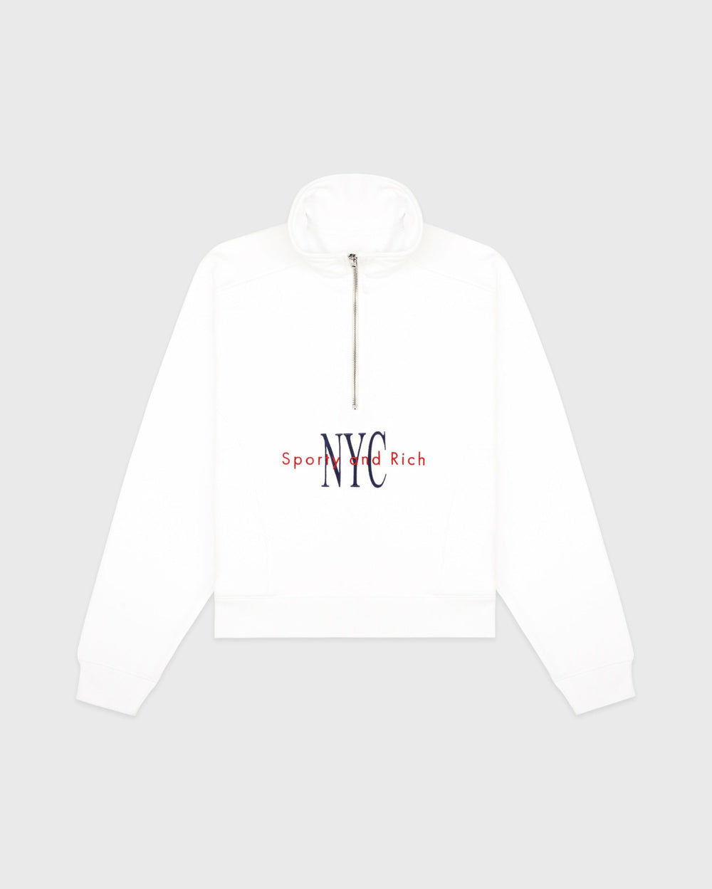 NY Minute Quarter Zip - White/Navy Sporty & Rich For Sale
