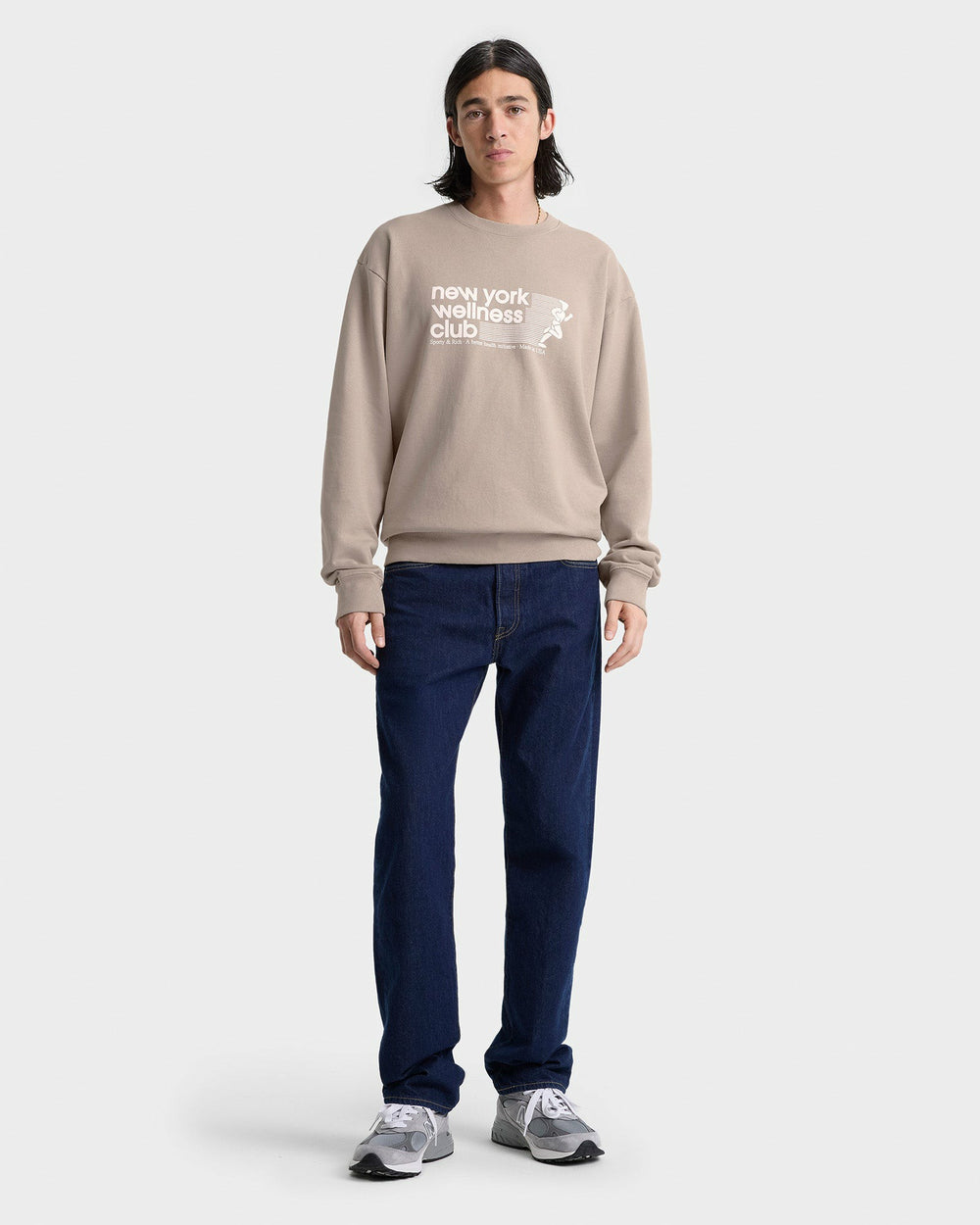 USA Wellness Club Crewneck - Elephant/White Sporty & Rich Outlet