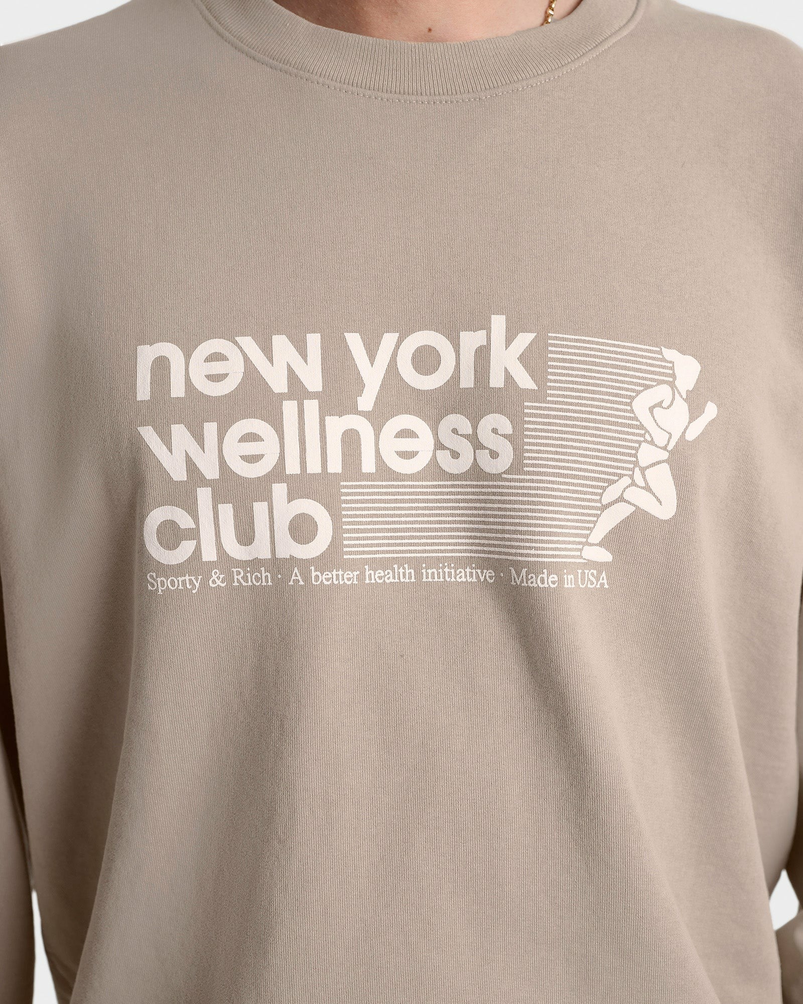 USA Wellness Club Crewneck - Elephant/White Sporty & Rich Outlet