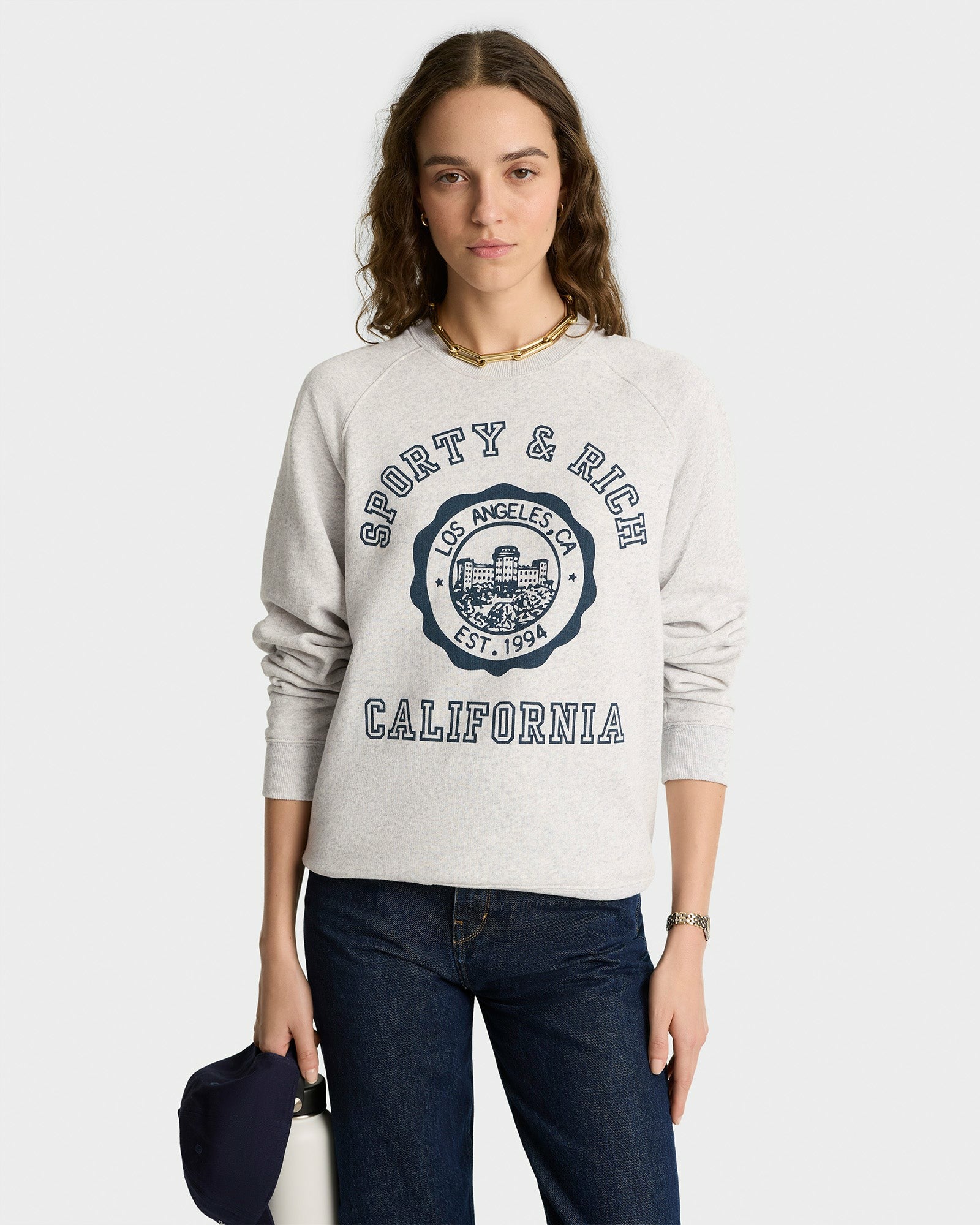 California Emblem Soft Crewneck - Heather Gray/Navy Sporty & Rich Online