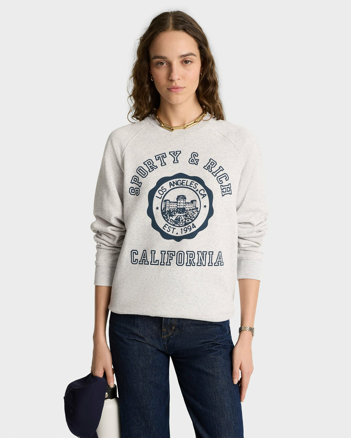 California Emblem Soft Crewneck - Heather Gray/Navy Sporty & Rich Online