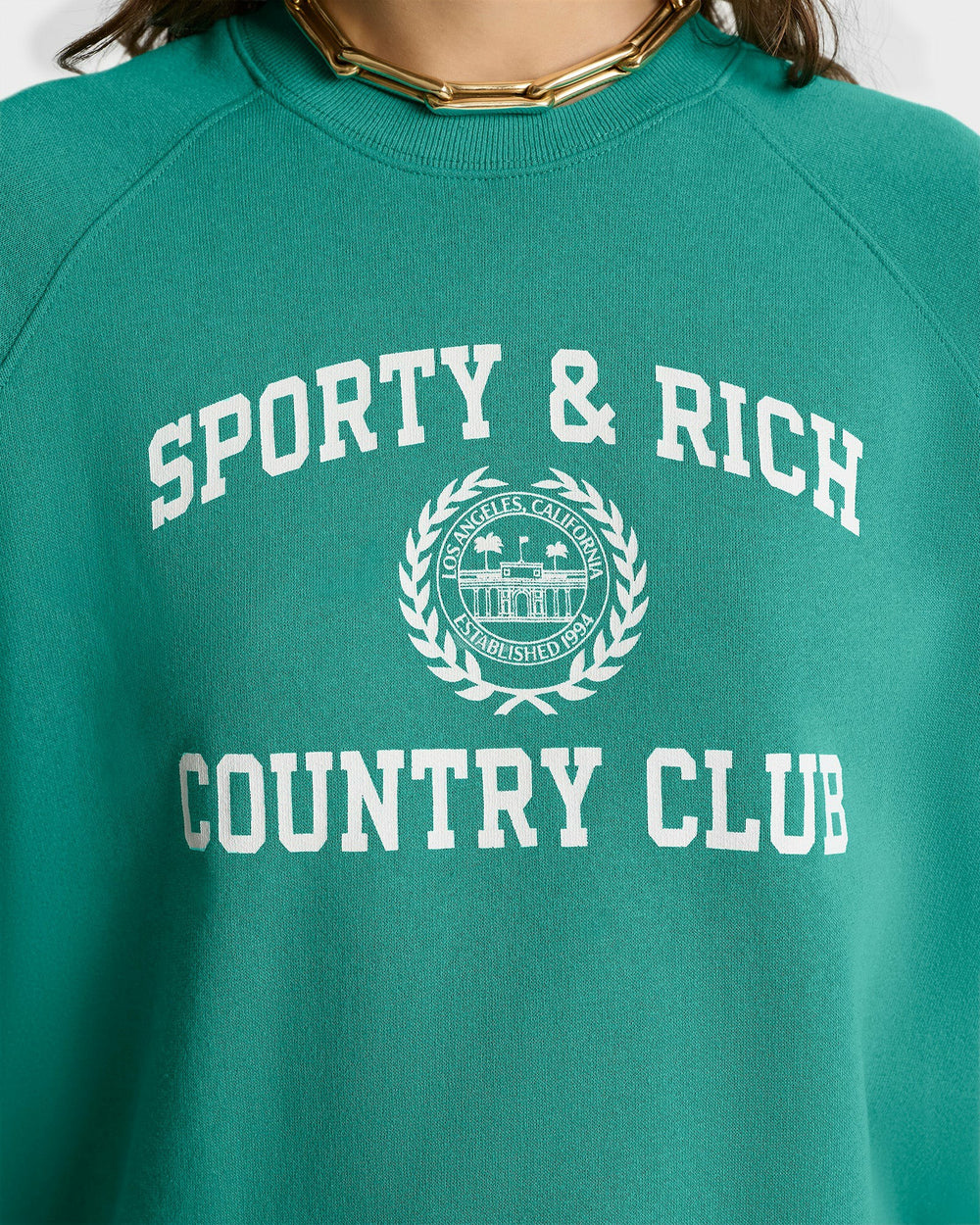Varsity Crest Soft Crewneck - Spring Green/White Sporty & Rich Discount
