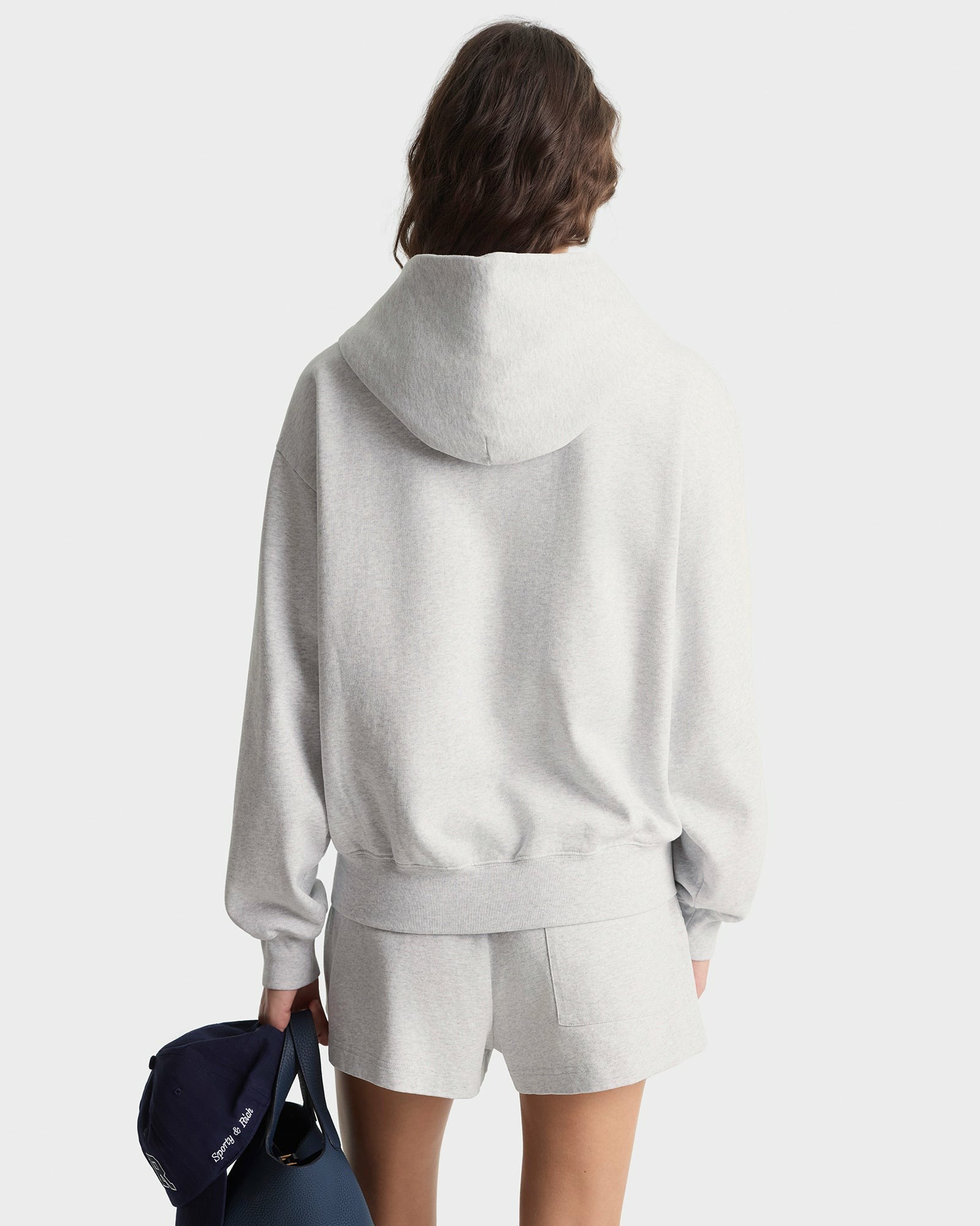 S&R Ivy Zip Hoodie - Heather Gray/Navy Sporty & Rich For Sale