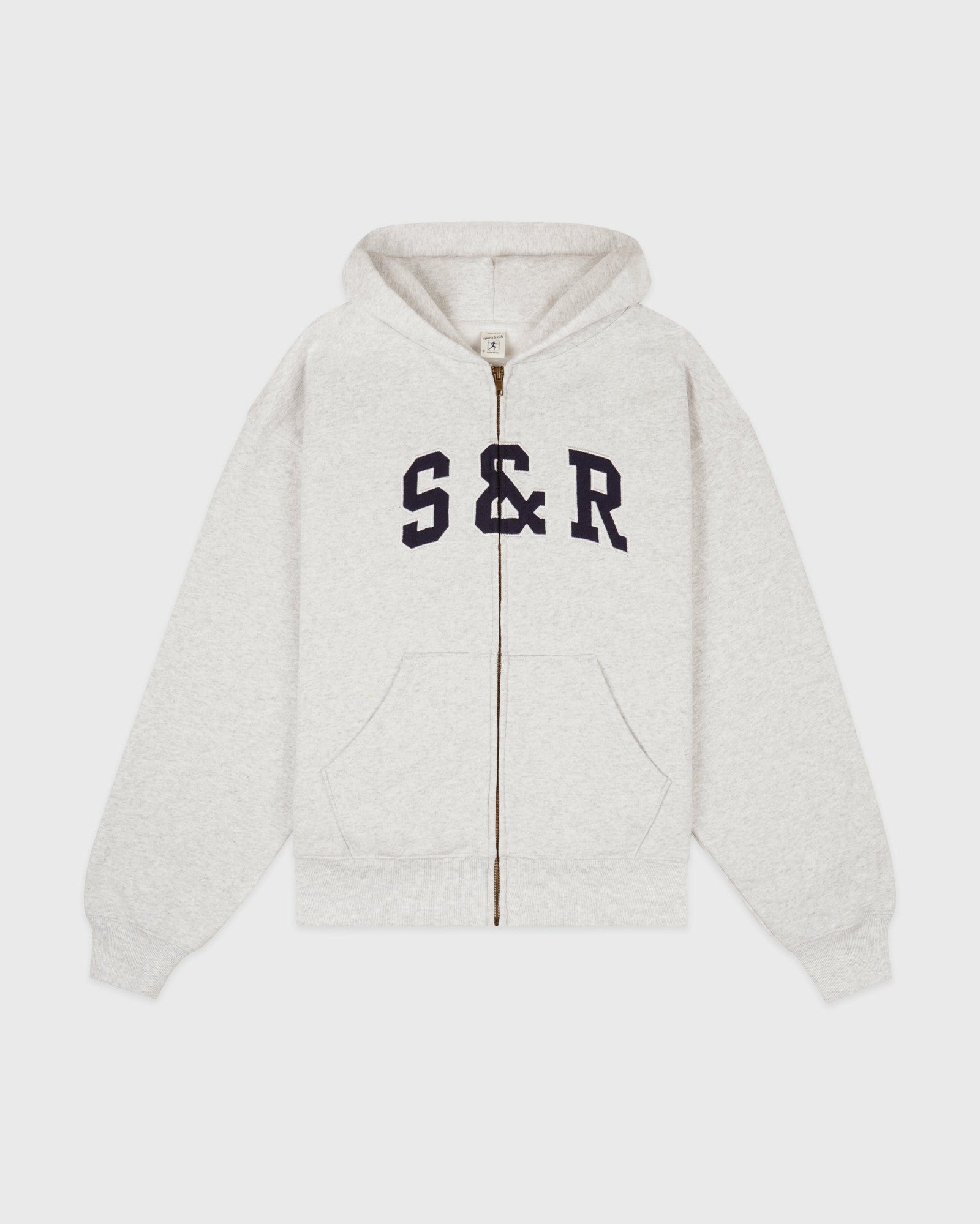 S&R Ivy Zip Hoodie - Heather Gray/Navy Sporty & Rich For Sale
